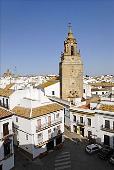 老城,塔,圣马利亚,教堂,卡尔莫纳,安达卢西亚,西班牙,欧洲
