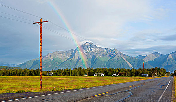 风景,彩虹,公路,靠近,阿拉斯加,美国