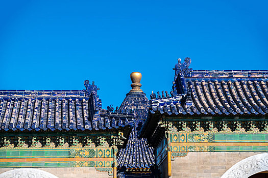 天坛皇穹宇院落的蓝色琉璃瓦