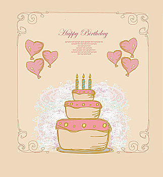 生日快乐,卡,生日蛋糕