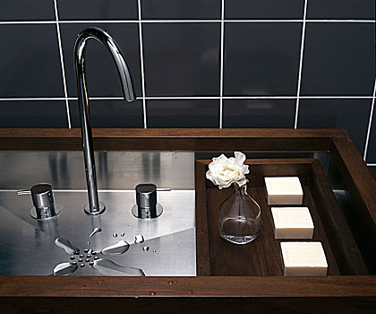 浴室,长方形,不锈钢,木料,盆