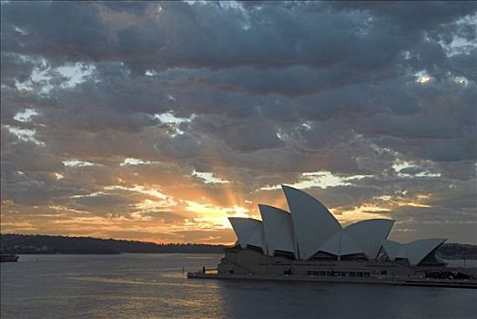 日出,上方,悉尼歌剧院,悉尼,新南威尔士,澳大利亚