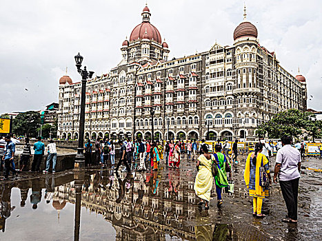 泰姬陵,宫殿,酒店,季风,雨,旅游,海洋,孟买,印度