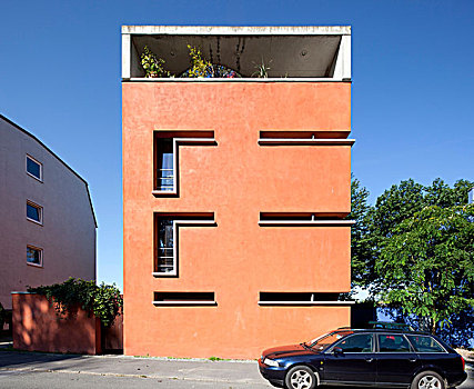 红色,房子,建筑师,多特蒙德,鲁尔区,北莱茵-威斯特伐利亚,德国,欧洲