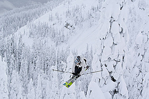 滑雪,跳跃,白鲑,蒙大拿