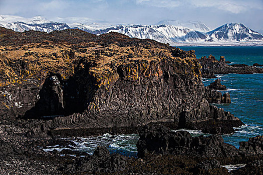 印象深刻,火山,峡湾,西部,冰岛