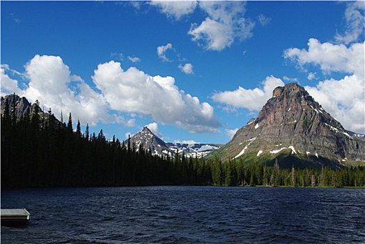 湖,树林,落基山脉,冰川国家公园,蒙大拿