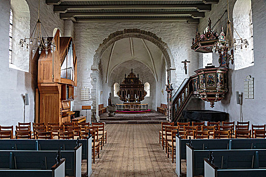 教堂中殿,12世纪,欧洲,丹麦