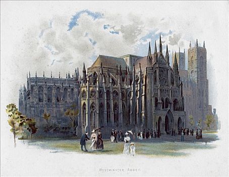 威斯敏斯特教堂,伦敦,迟,19世纪