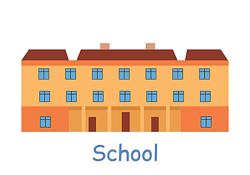 教学楼,象征,橙色,建筑,褐色,屋顶,学校,简单,绘画,隔绝,矢量,插画,白色背景,背景