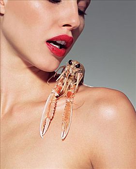 女人,海螯虾,肩部