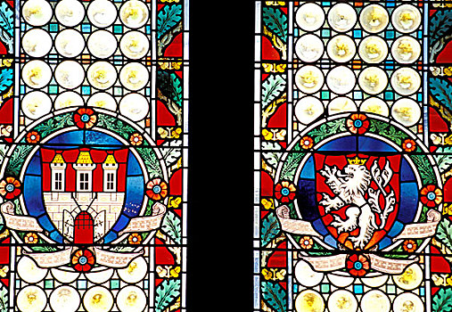 欧洲,捷克共和国,布拉格,彩色玻璃窗