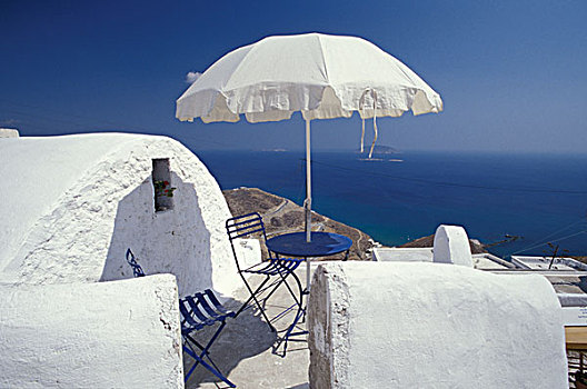 希腊,基克拉迪群岛,平台,远眺,爱琴海