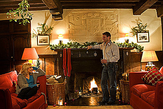 农场,雪墩山,北威尔士,伴侣,放松,起居室,圣诞节