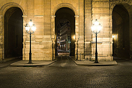 拱廊,光亮,路灯,卢浮宫,巴黎,法国