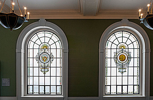 彩色玻璃窗,大厅,大学,巴尔的摩,马里兰,美国,彩色玻璃,建筑