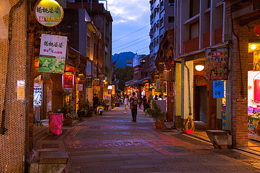 台湾古老的商店街景木栅深坑老街
