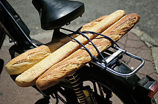 法棍面包,面包,背影,自行车