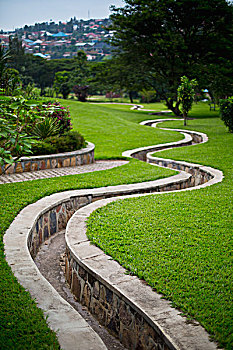 石头,小路,弯曲,花园,基加利,卢旺达