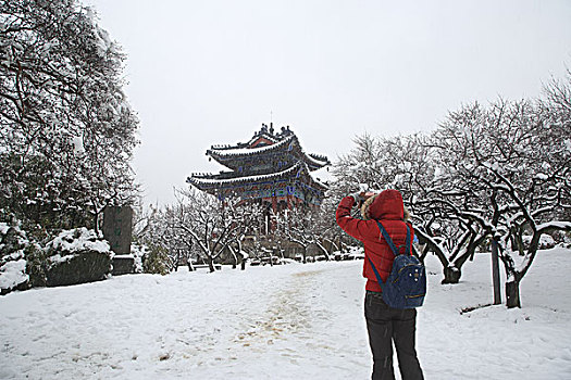 南京梅花山雪景