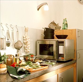厨房,蔬菜,器具,微波炉