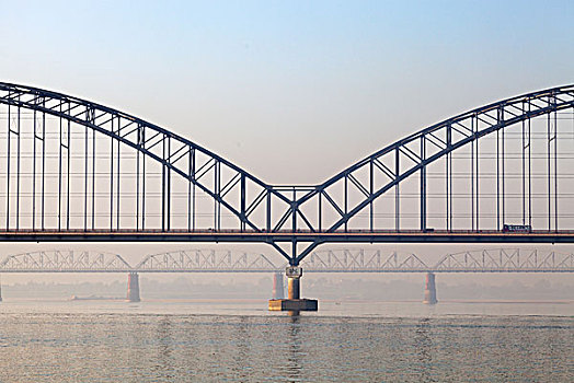桥,伊洛瓦底江,靠近,曼德勒,缅甸