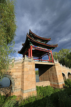 北京皇家园林颐和园西堤六桥柳桥
