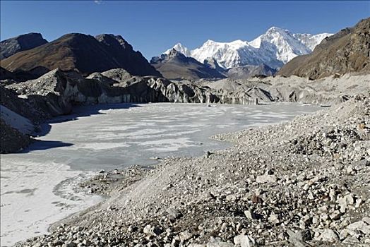 冰河,湖,萨加玛塔国家公园,尼泊尔