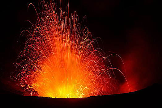 喷发,火山爆发,夜景,火山,岛屿,瓦努阿图,南海,大洋洲