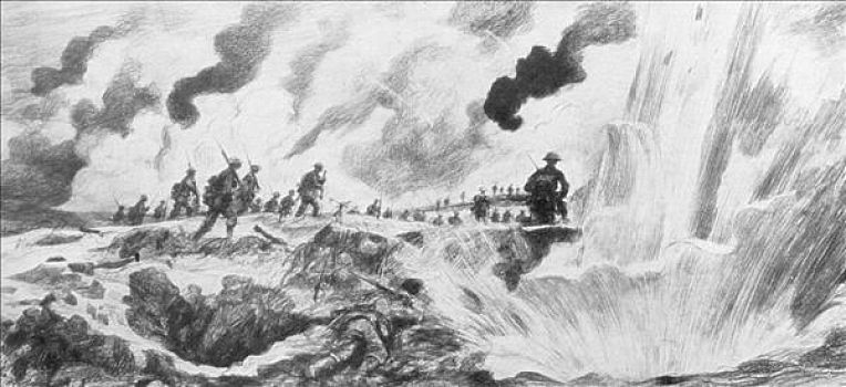 攻击,河,第一次世界大战,七月,艺术家