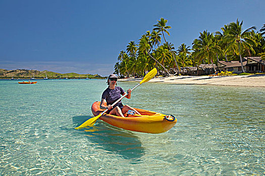 皮划艇手,种植园,岛屿,玛玛努卡群岛,斐济,南太平洋
