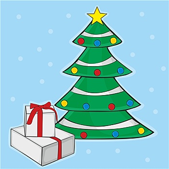 圣诞树,盒子,礼物