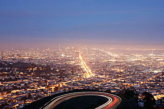 市区,天际线,相似,顶峰,旧金山,加利福尼亚,美国