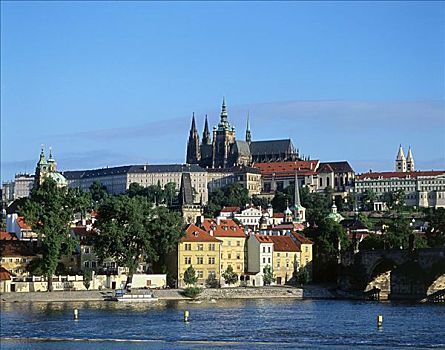 布拉格城堡,河,布拉格,捷克共和国