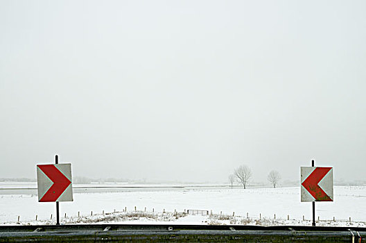 交通标志,雪,乡村风光
