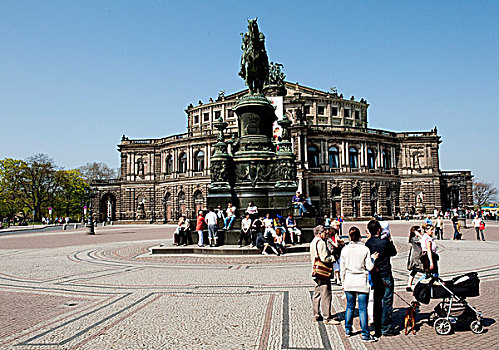 历史,中心,塞帕歌剧院,剧院,广场,国王,纪念建筑,德累斯顿,萨克森,德国,欧洲
