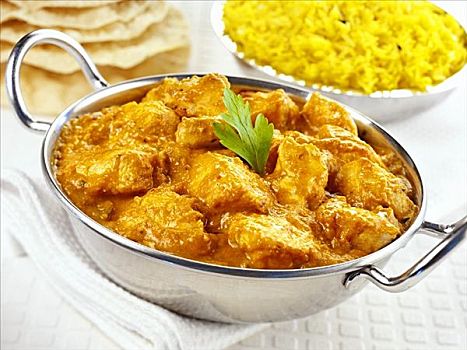 鸡肉,咖喱,红花饭,印度
