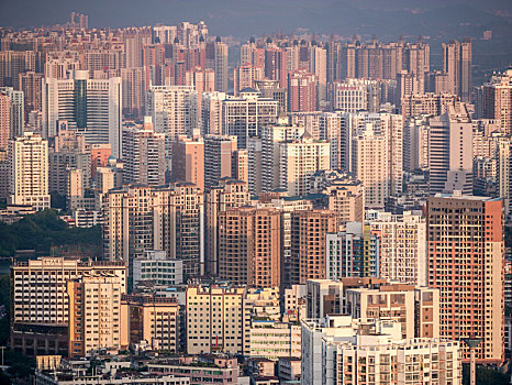 鸟瞰惠州城市市区建筑风光
