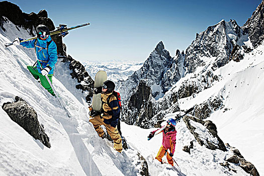 滑雪,攀登,陡峭,山