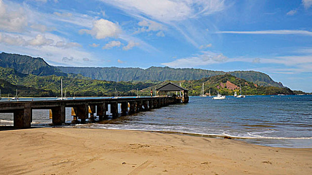 码头,海滩,考艾岛,夏威夷