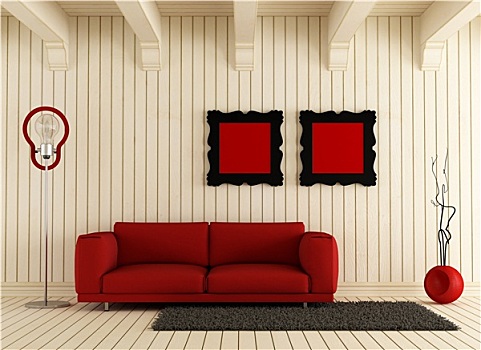 红色,沙发,木质,房间