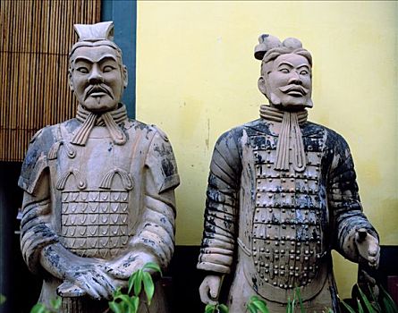 赤陶,战士,雕塑,唐人街,新加坡