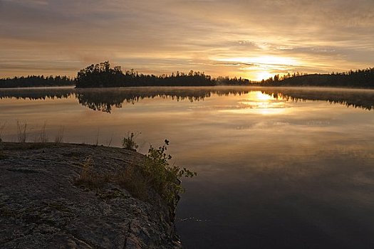夕阳湖,湖,泰马加密,安大略省,加拿大