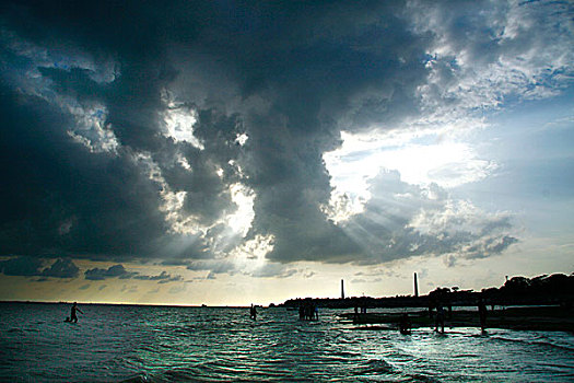 季风,云,织布机,上方,河,达卡,孟加拉,六月,2009年