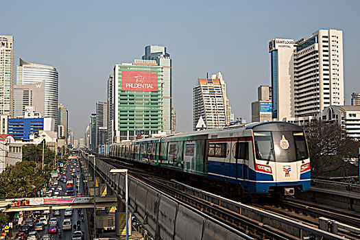 泰国,曼谷,城市,高架铁路