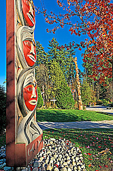 入口,海岸,欢迎,门口,雕刻,史坦利公园,温哥华,不列颠哥伦比亚省,加拿大