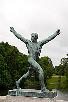 喜悦,男人,青铜,雕塑,维格兰,公园,福洛格纳公园,奥斯陆,挪威,斯堪的纳维亚,北欧,欧洲