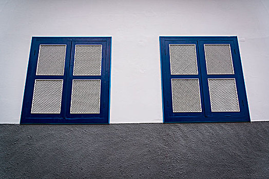 两个,窗户,蓝色,框架