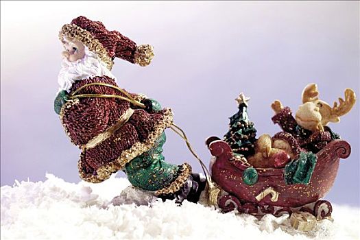 圣诞装饰,圣诞老人,拉拽,满,雪撬,驯鹿,雪
