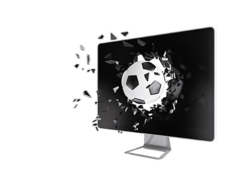 足球,毁坏,电脑屏幕